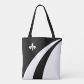 Fleur de lis op zwarte en witte golven tote bag (Achterkant)