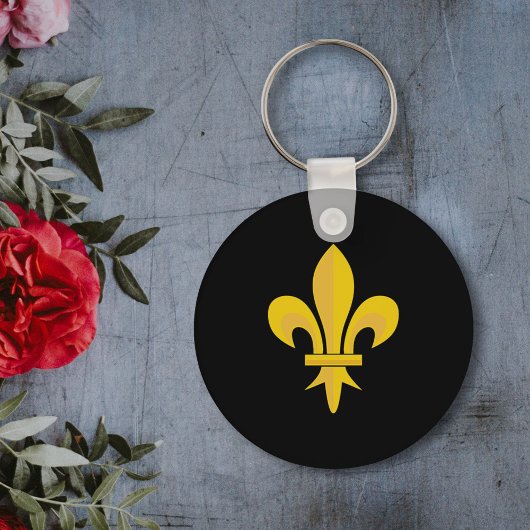 Fleur de Lis op zwarte Sleutelhanger