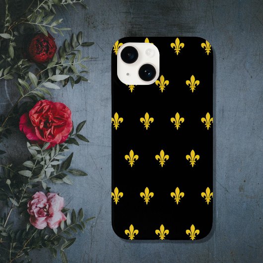 Fleur de Lis op zwarte telefoontas Case-Mate iPhone Case