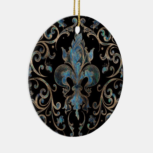 Fleur-de-lis ornament Abalone Shell en Gold (Rechts)