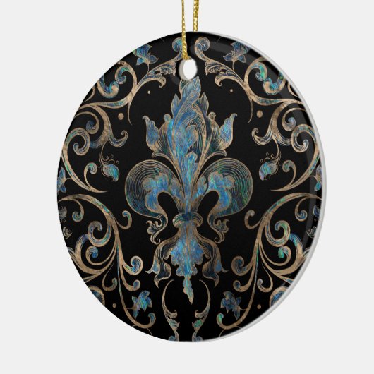 Fleur-de-lis ornament Abalone Shell en Gold (Links)