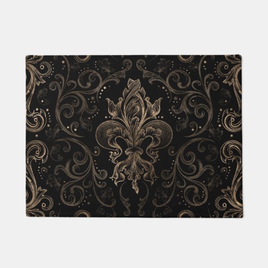 Fleur-de-lis-ornament Black en Gold Deurmat (Voorkant)