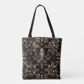Fleur-de-lis-ornament Black en Gold Tote Bag (Achterkant)