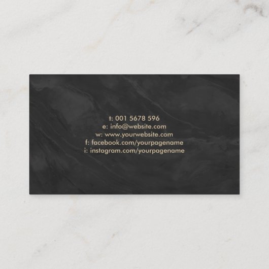 Fleur-de-lis Ornament Black Marble and gold Visitekaartje (Achterkant)