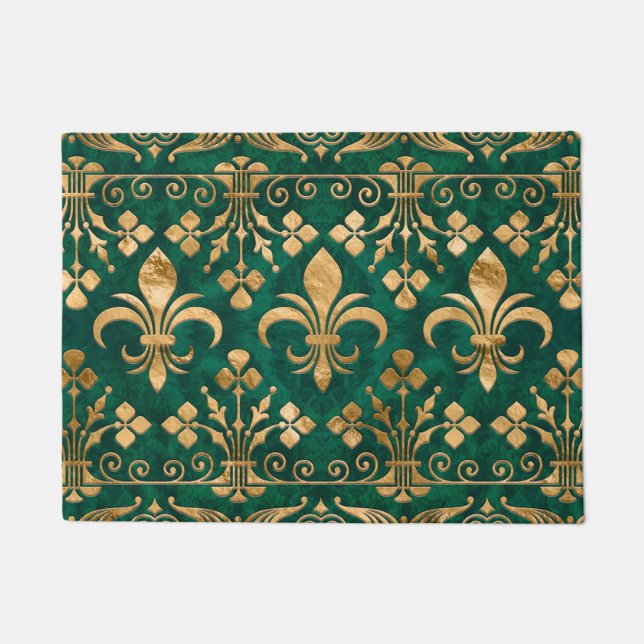 Fleur-de-lis ornament Emerald Green Deurmat (Voorkant)