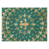 Fleur-de-lis ornament Emerald Green Tafelkleed (Voorkant (Horizontaal))