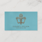 Fleur-de-lis Ornament  goud en blauw Visitekaartje (Voorkant)