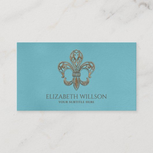 Fleur-de-lis Ornament  goud en blauw Visitekaartje (Voorkant)