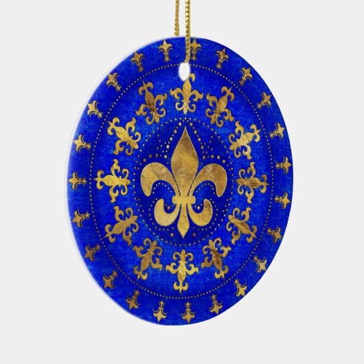 Fleur-de-lis ornament Lapis Lazuli en Gold (Rechts)