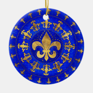 Fleur-de-lis ornament Lapis Lazuli en Gold
