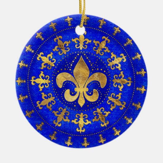 Fleur-de-lis ornament Lapis Lazuli en Gold (Voorkant)