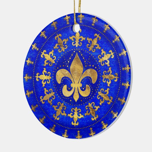 Fleur-de-lis ornament Lapis Lazuli en Gold (Links)