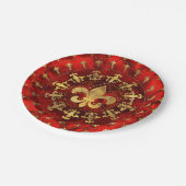Fleur-de-lis ornament Red Marble and Gold Papieren Bordje (Gekanteld)