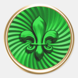 Fleur de Lis over groene achtergrond Ronde Sticker
