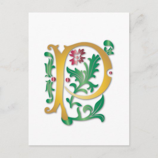 Fleur-de-lis P Monogram Briefkaart (Voorkant)