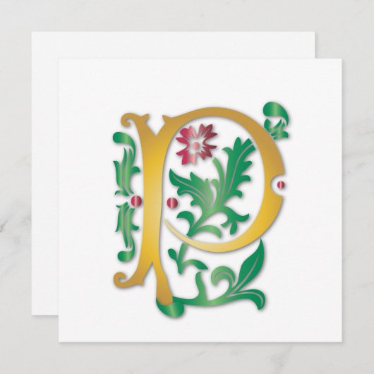 Fleur-de-lis P Monogram Kaart (Voorkant / Achterkant)