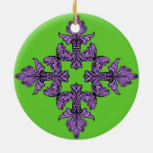 Fleur de lis Paars Keramisch Ornament (Achterkant)