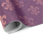 Fleur de Lis Paarse Amethist Plum Circles Cadeaupapier<br><div class="desc">Hedendaagse luxe decor. Interessant verband tussen hedendaagse fancy 6 spiraalvormen en het klassieke fleur de Lis symbool van Firenze,  ornament. FlorenceK design</div>