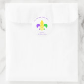 Fleur-de-Lis Paarse Typografie Mardi Gras Ronde Sticker (Tas)