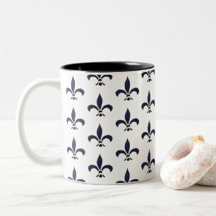 Fleur de Lis Painting Pattern Tweekleurige Koffiemok