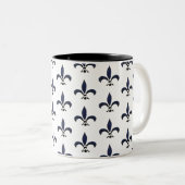 Fleur de Lis Painting Pattern Tweekleurige Koffiemok (Voorkant rechts)