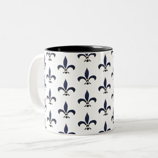 Fleur de Lis Painting Pattern Tweekleurige Koffiemok (Voorkant links)