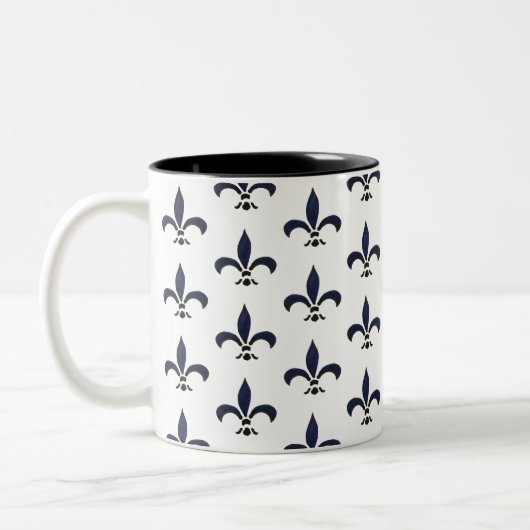 Fleur de Lis Painting Pattern Tweekleurige Koffiemok (Links)