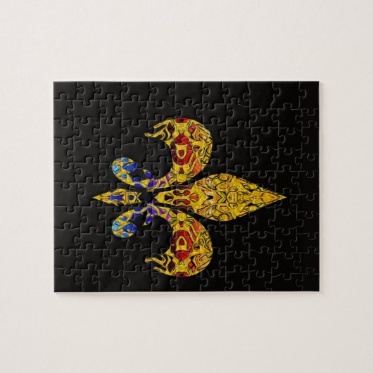 Fleur-de-lis past het aan legpuzzel (Horizontaal)