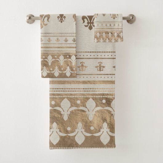 Fleur-de-lis Pastel Gold Bad Handdoek (Insitu)