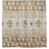 Fleur-de-lis Pastel Gold Douchegordijn (Voorkant)