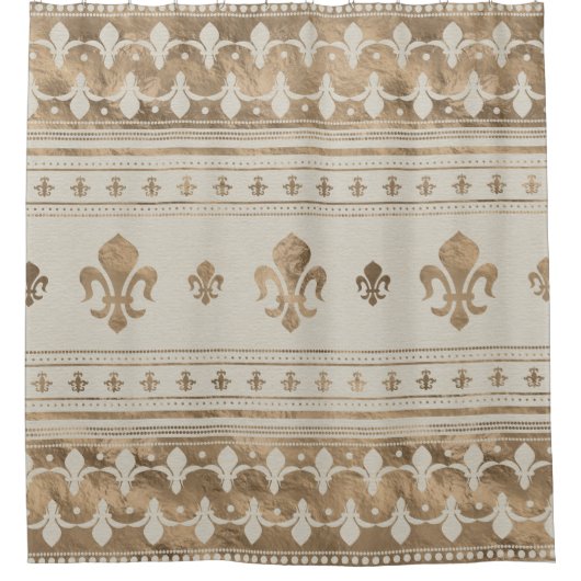 Fleur-de-lis Pastel Gold Douchegordijn (Voorkant)