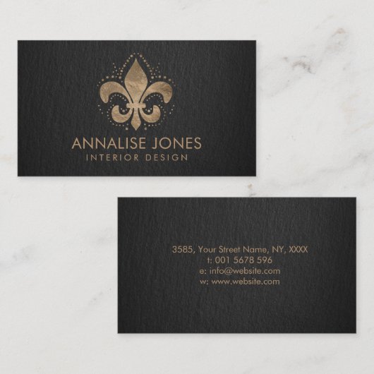 Fleur-de-lis Pastel Gold Visitekaartje (Voorkant / Achterkant)