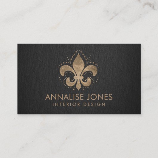 Fleur-de-lis Pastel Gold Visitekaartje (Voorkant)
