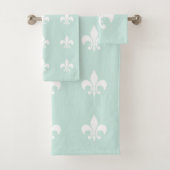 Fleur de Lis Pastel Seafoam Bath Towels Bad Handdoek (Insitu)