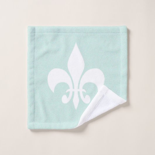 Fleur de Lis Pastel Seafoam Bath Towels Bad Handdoek (Wasdoekje)