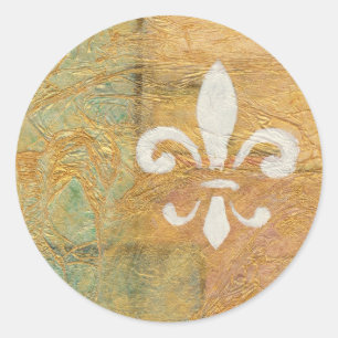 Fleur de Lis Pastel White Ronde Sticker