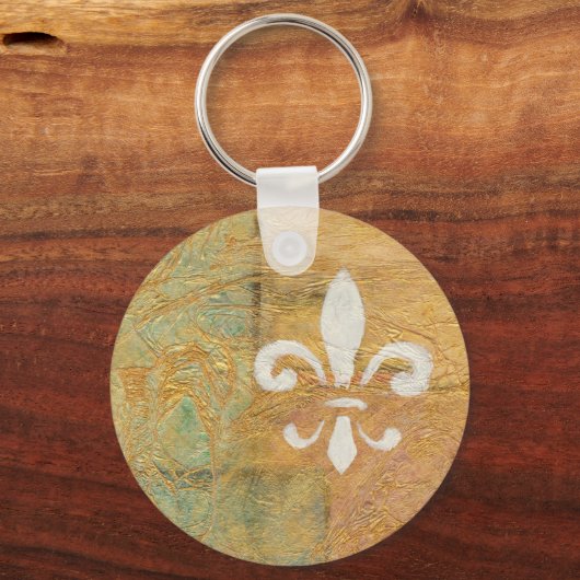 Fleur de Lis Pastel White Sleutelhanger (Voorkant)
