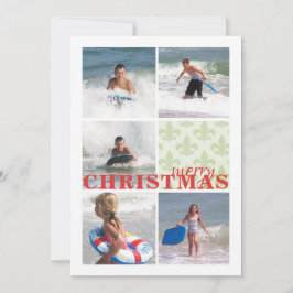 Fleur de lis-patroon Dubbele multifotokaart Feestdagenkaart