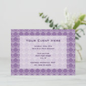 Fleur de Lis patroon feest uitnodiging paars wit (Staand voorkant)