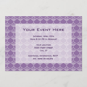 Fleur de Lis patroon feest uitnodiging paars wit