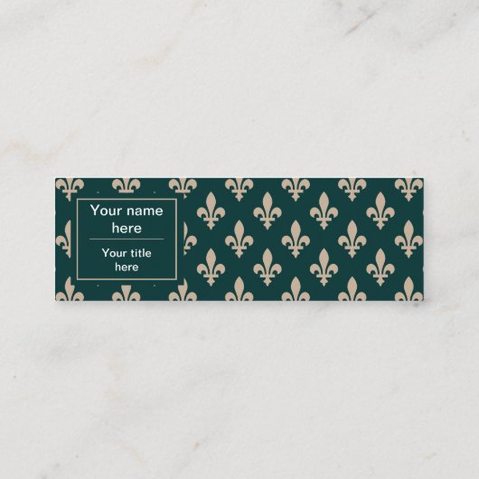 Fleur de Lis Patroon, Frans, Koninklijk, Crème, Gr Mini Visitekaartje (Achterkant)