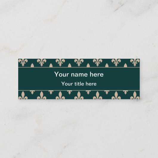 Fleur de Lis Patroon, Frans, Koninklijk, Crème, Gr Mini Visitekaartje (Achterkant)