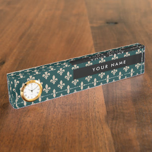 Fleur de Lis Patroon, Frans, Koninklijk, Crème, Gr Naambordje