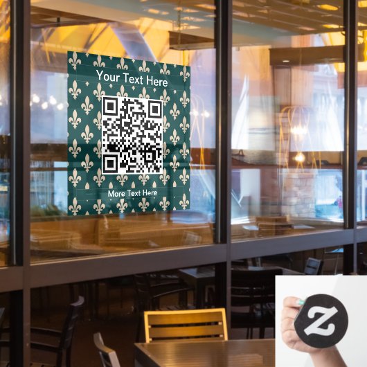 Fleur de Lis Patroon, Frans, Koninklijk, Crème, Gr Raamsticker (Restaurant Raam)