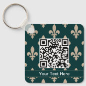 Fleur de Lis Patroon, Frans, Koninklijk, Crème, Gr Sleutelhanger (Voorkant)