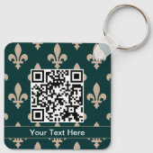 Fleur de Lis Patroon, Frans, Koninklijk, Crème, Gr Sleutelhanger (Achterkant)