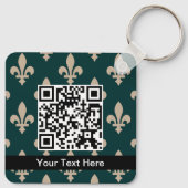 Fleur de Lis Patroon, Frans, Koninklijk, Crème, Gr Sleutelhanger (Achterkant)