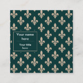 Fleur de Lis Patroon, Frans, Koninklijk, Crème, Gr Vierkante Visitekaartje (Achterkant)