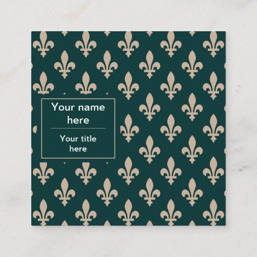 Fleur de Lis Patroon, Frans, Koninklijk, Crème, Gr Vierkante Visitekaartje (Achterkant)