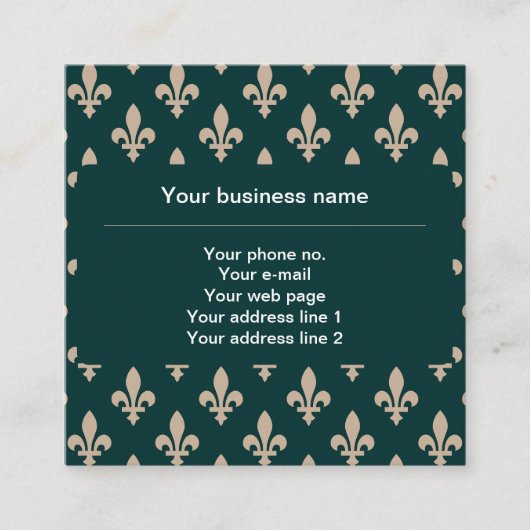 Fleur de Lis Patroon, Frans, Koninklijk, Crème, Gr Vierkante Visitekaartje (Voorkant)